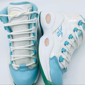 Reebok Question Mid Girls Blue/Lemon Zest size 6Y